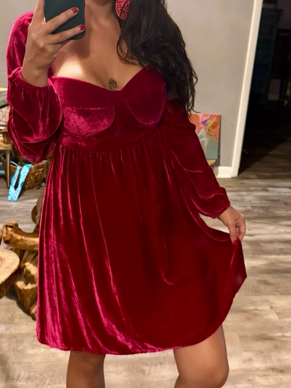 Reformation Red Velvet chestnut dress